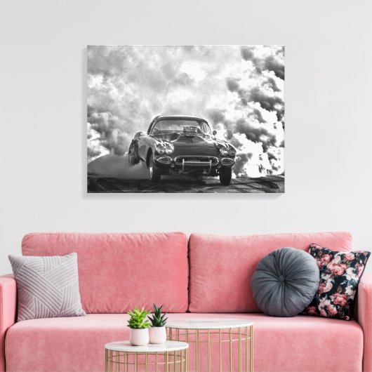 1958 corvette brandwonden canvas afdruk (Insitu (Woonkamer))