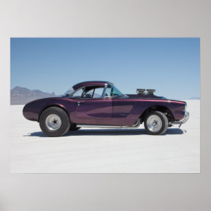 1958 corvette racewagen op de zout flats poster