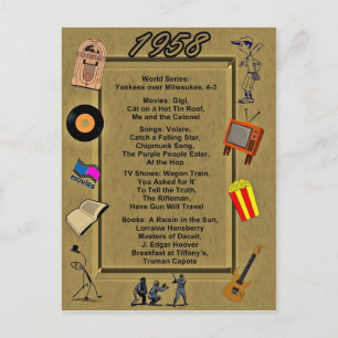 1958 Great Events Birthday Card Briefkaart