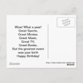 1958 Grote evenementen Verjaardag Kaart (Achterkant)