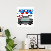 1958,Impala,Rockabilly,rusty car,distressed,Tailfi Poster (Thuiskantoor)