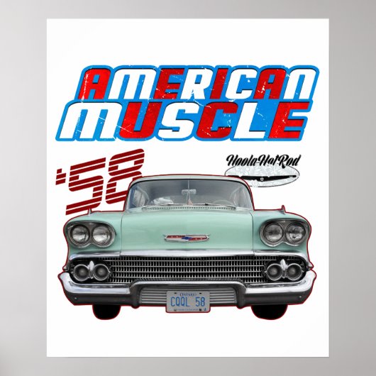 1958,Impala,Rockabilly,rusty car,distressed,Tailfi Poster (Voorkant)
