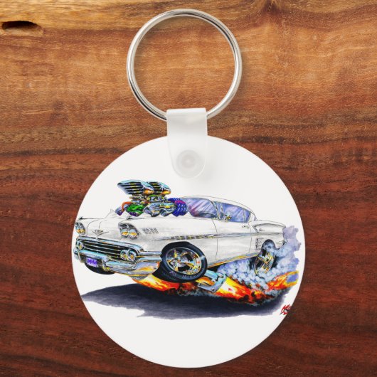 1958 Impala Witte auto Sleutelhanger (Voorkant)