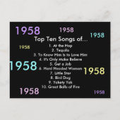 1958 liedjes briefkaart (Voorkant)