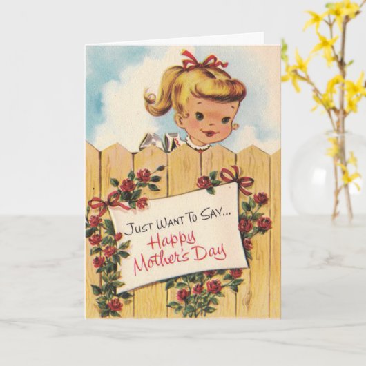  (1958) Moederdag Kaart met Schattigee Boodschap (Gele Bloem)