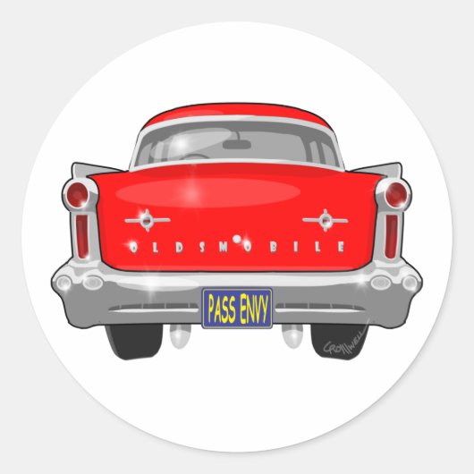1958 Oldsmobile 88 Ronde Sticker (Voorkant)