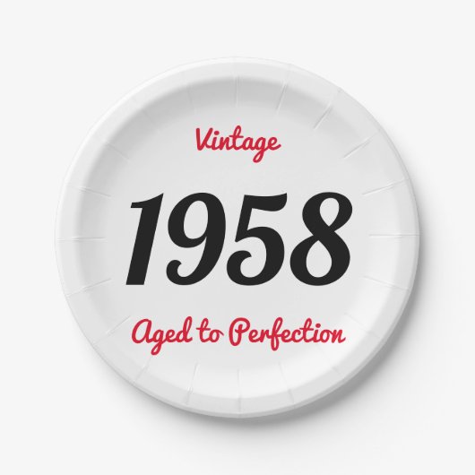  1958 oud tot perfectie 60 verjaardagsfeestje papieren bordje (Voorkant)