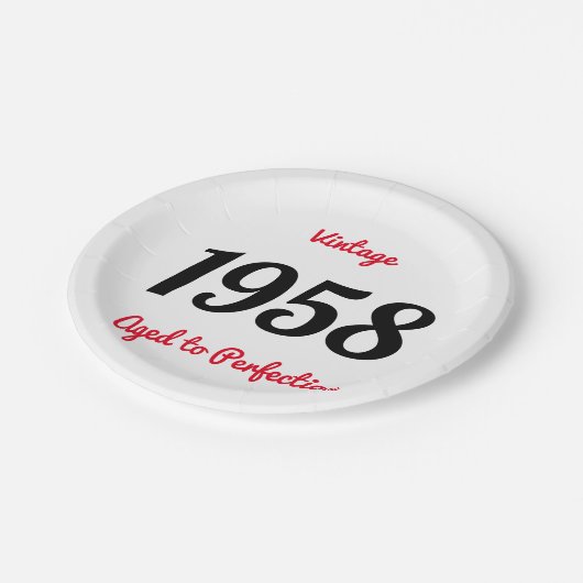  1958 oud tot perfectie 60 verjaardagsfeestje papieren bordje (Gekanteld)