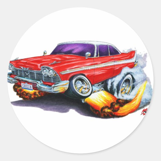 1958 Plymouth Fury rode auto Ronde Sticker (Voorkant)