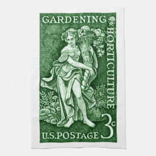 1958 Tuinieren + Tuinbouw Stempel Theedoek