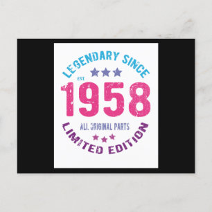 1958 Verjaardag Vintage Briefkaart