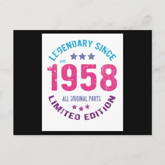 1958 Verjaardag Vintage Briefkaart (Voorkant)