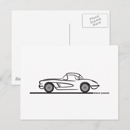 1959 1960 Chevrolet Corvette Hardtop Briefkaart (Voorkant / Achterkant)