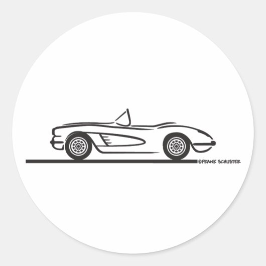 1959 1960 Chevrolet Corvette Ronde Sticker (Voorkant)