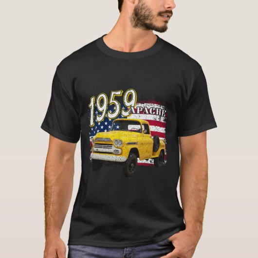 1959 59 Apache Truck 4th of July Amerikaans T-shirt (Voorkant)