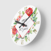1959 60th Birthday Woman Waterverf Rozen Custom Ronde Klok (Hoek)