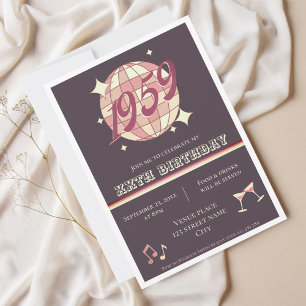  1959 65e 66e verjaardag retro Uitnodiging