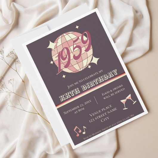  1959 65e 66e verjaardag retro Uitnodiging