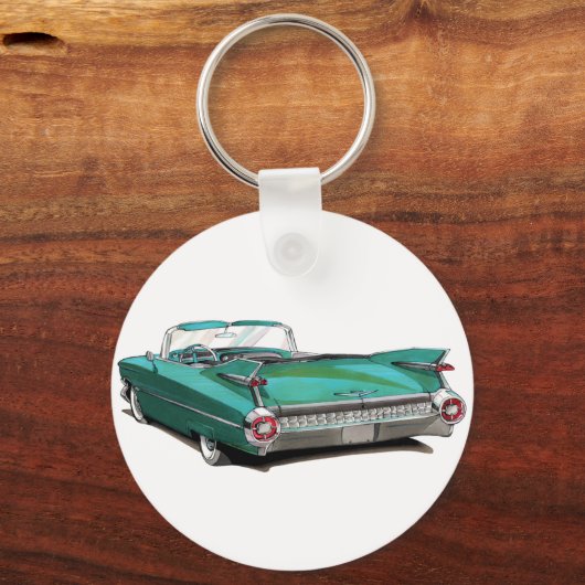 1959 Blauwgroen auto van Cadillac Sleutelhanger (Voorkant)