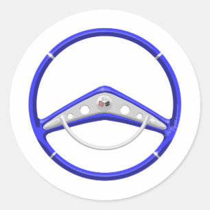 1959 Blue Chevrolet Steering Wheel Ronde Sticker