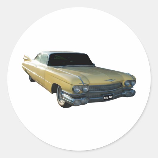 1959 Cadillac Cream Ronde Sticker (Voorkant)
