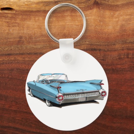 1959 Cadillac Lt Blue Car Sleutelhanger (Voorkant)