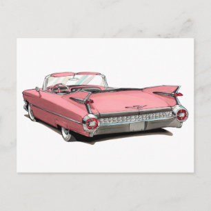 1959 Cadillac Roze auto Briefkaart