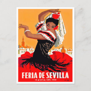 1959 Feria de Sevilla vintage-reis Briefkaart