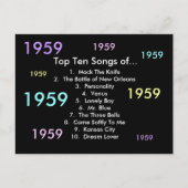 1959 liedjes briefkaart (Voorkant)