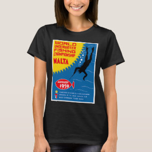 1959 MALTA Poster voor speervissen kampioenschap T-shirt