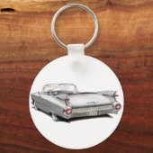 1959 Witte auto van de Cadillac Sleutelhanger (Voorkant)