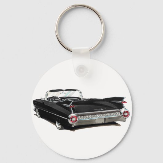 1959 Zwarte Cadillac-auto Sleutelhanger (Voorkant)