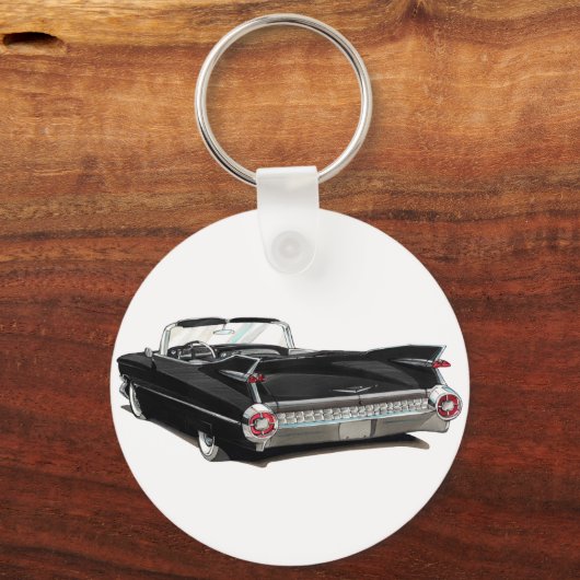 1959 Zwarte Cadillac-auto Sleutelhanger (Voorkant)