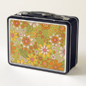 1960, 1970 Groene en Oranje Retro Floral (Achterkant)