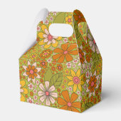 1960, 1970 Groene en Oranje Retro Floral Bedankdoosjes (Achterkant)