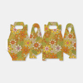 1960, 1970 Groene en Oranje Retro Floral Bedankdoosjes (Uitgevouwen)