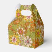 1960, 1970 Groene en Oranje Retro Floral Bedankdoosjes (Voorkant Zijde)