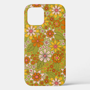 1960, 1970 Groene en Oranje Retro Floral Case-Mate iPhone Case