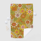 1960, 1970 Groene en Oranje Retro Floral Golfhanddoek (Insitu)