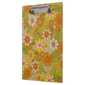 1960, 1970 Groene en Oranje Retro Floral Klembord (Links)