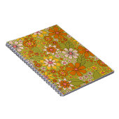1960, 1970 Groene en Oranje Retro Floral Notitieboek (Rechterzijde)