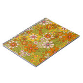1960, 1970 Groene en Oranje Retro Floral Notitieboek (Linkerzijde)