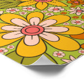 1960, 1970 Groene en Oranje Retro Floral Poster (Hoek)