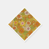 1960, 1970 Groene en Oranje Retro Floral Servet (Hoek)