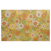 1960, 1970 Groene en Oranje Retro Floral Stof (Fat Quarter)