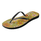 1960, 1970 Groene en Oranje Retro Floral Teenslippers (Schuin)
