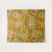 1960, 1970 Groene en Oranje Retro Floral Wandkleed (Voorkant (horizontaal))