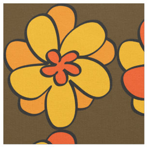 1960-1970s Style Flower Pattern Fabric Stof