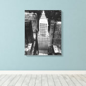 1960: An aerial view of a Chicago skyscraper Canvas Afdruk (Insitu (Houten vloer))