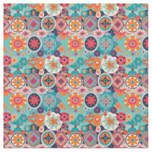 1960 Bloemen en mandala's Stof